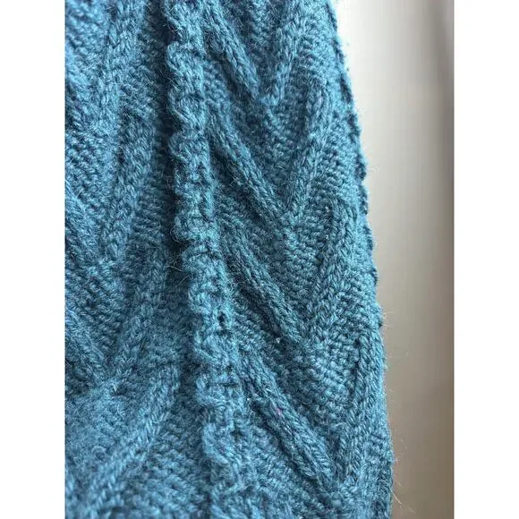 An Irish Traditional Handknit Cardigan Fisherman Sweater Pure New Wool Ireland - Picture 10 of 16